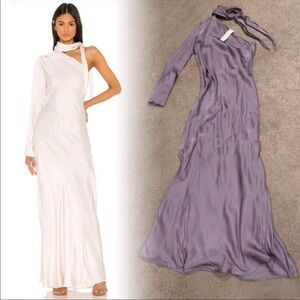 Young Fabulous & Broke One Shoulder Dress in White and Purple